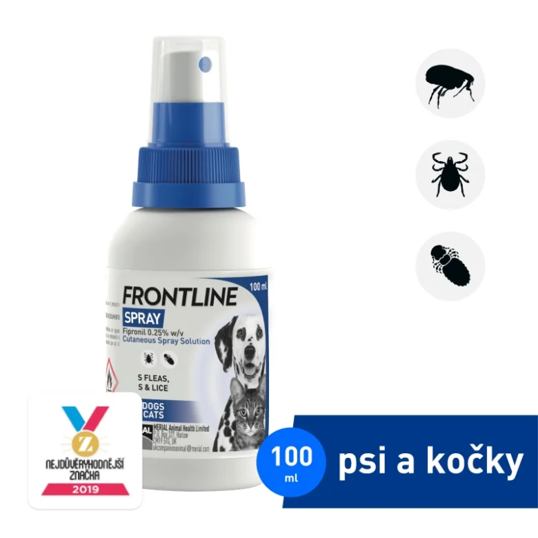 Frontline spray proti blechám, klíšťatům a vším pro psy a kočky