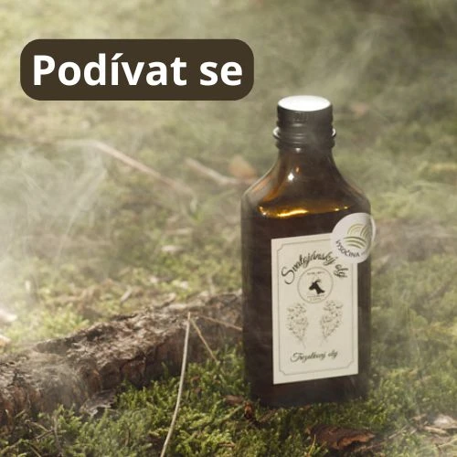 Lahvička třezalkového oleje v přírodě