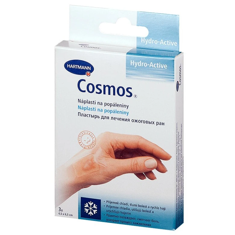 Plastýrky Cosmos pro léčbu popálenin, chladivé účinky