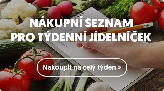 Nákupní seznam pro týdenní jídelníček s čerstvými zeleninami
